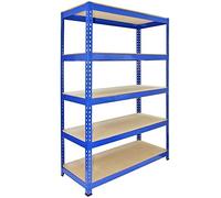 Estantería Azul Q-Rax De Acero Sin Tornillos 120x50x182.5cm 5 Estantes Almacenamiento Almacenaje Herramientas Taller Almacén Garaje Estanteria Metalica Industrial Capacidad Peso 200kg por Estante