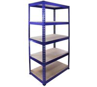 Estantería Azul Q-Rax De Acero Sin Tornillos 90x50x182.5cm con 5 Estantes Almacenamiento Almacenaje Herramientas Taller Almacén Garaje Estanteria Metalica Industrial Capacidad Peso 200kg por Estante