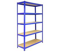 Estantería Azul T-Rax De Acero Sin Tornillos 120x45x180cm con 5 Estantes Almacenamiento Almacenaje Herramientas Taller Almacén Garaje Estanteria Metalica Industrial Capacidad Peso 280kg por Estante