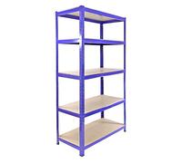 Estantería Azul T-Rax De Acero Sin Tornillos 90x45x180cm con 5 Estantes Almacenamiento Almacenaje Herramientas Taller Almacén Garaje Estanteria Metalica Industrial Capacidad Peso 200kg por Estante