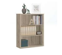 MUEBLES PITARCH | Librería de Oficina o Despacho Baja con Estantes, Librería de Salón, Roble Cambrian, 99,5x75,5x33cm (Alto x Ancho x Fondo) Básica, Elegante y Resistente, Colección