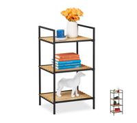 Relaxdays Estantería de pie, Abierta, Mueble de salón & Pasillo, Bambú & Metal, 71x39x32,5cm, 1 Ud., Marrón & Negro