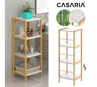 Estantería bambú natural/blanco 110x33x34cm 4 baldas