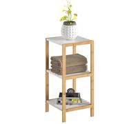 Estantería bambú natural/blanco 80x33x34cm 3 baldas interior