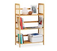 Relaxdays Estantería de bambú, Madera, Tres estantes, 88 x 55 x 26 cm, 1 Ud., Marrón