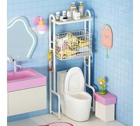 Estanteria Baño Encima WC Blanca con Cesto para la Ropa, Área de Almacenamiento Superior Estante sobre Inodoro WC, Fácil Acceso Gran Capacidad de Carga(50 * 29.5 * 166cm)