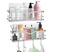 Estanteria Baño Estanteria de Ducha sin Taladro: 2 Piezas Adhesivo Estantes Cesta para Ducha Organizador Baño Accesorios Ducha de Acero Inoxidable con 4 Ganchos para Ducha Esponjas Champú y Cocina