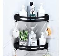 Estanteria Baño Negro,Estantes Rinconera de Ducha de Aluminio Aeroespacial Estantería Ducha Sin Taladro Balda de Pared de Baño y Cocina-Adhesivo Estante Cesta Ducha-Inoxidable(Negro Mate,2 Piezas)
