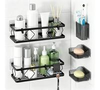 Estanteria Baño sin Tornillos, 6 Pcs Estanteria Ducha sin Taladro, Metal