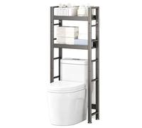 Estanteria Baño Sobre Inodoro con Sistema Antivuelco y Altura Ajustable | Mueble Encima WC de Acero para Colocar Sobre el Inodoro Ahorra Espacio en Baños Pequeños(Black,52x22x136cm/21x9x54in)