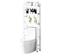 Estanteria Baño Sobre Inodoro con Sistema Antivuelco y Altura Ajustable | Mueble Encima WC de Acero para Colocar Sobre el Inodoro Ahorra Espacio en Baños Pequeños(White,52x22x162cm/21x9x64in)