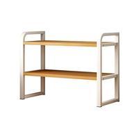 Estantería blanca de 2 niveles para oficina en casa, nizer compacto y soporte de exhibición para cocina y estudio, solución de almacenamiento de 50 cm, decoración moderna, diseño que ahorra espacio