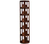 Estantería cilíndrica giratoria de Varios Niveles Estantería de Almacenamiento Simple de Madera Maciza Diseño con Solapa anticaída para un Almacenamiento más Seguro(Walnut Colored,193.8 * 46cm)