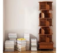 Estantería con cajón de almacenamiento, estantería giratoria de 360 grados, estantería giratoria de 5/6 niveles con ruedas de freno para dormitorio, sala de estar, sala de estudio