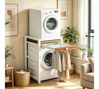 Estantería con cajones para lavadora, estantería para colada lavadora y secadora soporte secadora sobre lavadora 350 kg, mueble lavadora secadora para baño o lavandería 75 x 65 x 104 cm