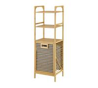 Estantería con cesto para la colada reclinable tidaholm bambú 118 x 40 x 31 cm gris natural [en.casa] 118 cm
