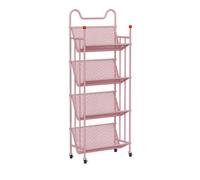 Estantería con ruedas para almacenamiento de libros, organizador de carpetas de archivos movible, carrito con ruedas bloqueables para baño, lavandería, sala de estar (rosa, 50 x 25 x 105 cm)