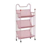 Estantería con ruedas para almacenamiento de libros, organizador de carpetas de archivos movible, carrito con ruedas bloqueables para baño, lavandería, sala de estar (rosa, 50 x 25 x 105 cm)