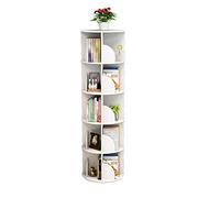 Estantería creativa giratoria blanca simple multicapa para estudiantes, 40 x 40 x 159 cm, solución de almacenamiento moderna para el hogar y la oficina, diseño que ahorra espacio, elegante organizador