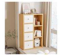 Estantería de 3/4 Niveles con Puertas de 3/4, Vitrina Moderna con Cubos Abiertos, Mueble de Almacenamiento for el hogar, la Oficina y la Sala de Estar(Warm White 50 * 24 * 106)