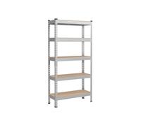 SONGMICS Estantería de 5 Niveles, Estantería de Almacenamiento, Montaje sin Tornillos, Estantes Ajustables, 30 x 75 x 150 cm, Carga de 875 kg, para Garaje, Cobertizo, Bodega, Plata GLR300E01