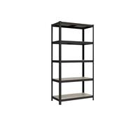 SONGMICS Estantería de 5 Niveles, 50 x 100 x 200 cm, Carga de 600 kg, Estantes Ajustables, Estilo Natural, para Cocina, Salón, Greige y Negro GLR050B21