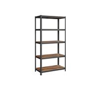 SONGMICS Estantería de 5 Niveles, 50 x 100 x 200 cm, Carga de 600 kg, Estantes Ajustables, Estilo Natural, para Cocina, Salón, Marrón Rústico y Negro GLR050B11