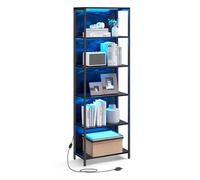 Estantería de 6 Niveles con Luz LED 30,3 x 60 x 178,6 cm Negro Ébano