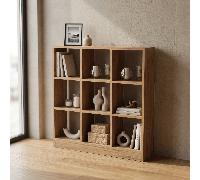 Estantería de 9 Cubos 88x20x91 cm CASA basics Organizador Moderno para Salón, Oficina o Dormitorio Acabado Madera Natural/