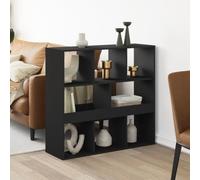 Estantería de aglomerado negro de 100 x 33 x 94,5 cm con 8 estantes, divisor de ahorro de espacio para sala de estar, oficina, entrada, diseño clásico y funcional