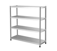 Estantería de almacenamiento ajustable de acero inoxidable resistente de 4 niveles, color plateado, ideal para cocina, almacén, despensa y oficina, 35.4 x 13.8 x 47.2 pulgadas