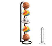 Estantería de almacenamiento de baloncesto de 5 niveles, estante de bolas de pie, soporte para pelotas, estante vertical para pelotas, soporte extraíble de pie, soporte de garaje para equipos