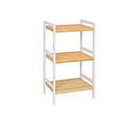 SONGMICS Estantería de bambú de 3 Niveles para baño, Cocina y Dormitorio, 45 x 31,5 x 80 cm, Natural y Blanco BCB73Y