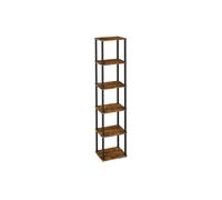 VASAGLE Montaje Súper Rápido sin Herramientas, Estantería de Almacenamiento de 6 Niveles, 23,8 x 38 x 173,4 cm, para Salón, Dormitorio, Cocina, Marrón Rústico y Negro Tinta LLS136K01