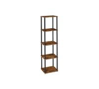 VASAGLE Montaje Súper Rápido sin Herramientas, Estantería de Almacenamiento de 5 Niveles, 23,8 x 38 x 139 cm, para Salón, Dormitorio, Cocina, Marrón Rústico y Negro Tinta LLS135K01