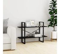 Estantería de almacenamiento independiente, estantería de almacenamiento, estantería de 2 unidades, color negro, 100 x 30 x 70 cm, madera de pino maciza, para salón, oficina, dormitorio, baño