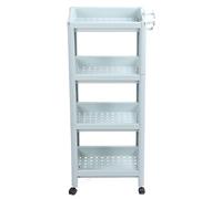 Estantería de Almacenamiento para Baño de Piso, Estante Abierto Esquinero, Estante Independiente de Plástico, Organizador Nórdico Compacto - Ahorro de Espacio, Fácil Acceso, (4 Capas (con Ruedas))