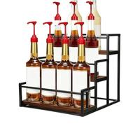Estantería de almacenamiento para de café de 3 pisos, con mucho | Organizador para botellas de jarabe para la encimera de cocina doméstica para botellas de vino y aderezo