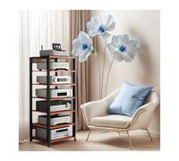 Estantería de Audio de 7 Niveles con repisas Ajustables y Ruedas con Bloqueo | Soporte AV de Acero y Madera for Juegos, Cine en casa y Almacenamiento