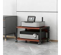 Estantería de Audio y Video de 2 Niveles con Ruedas, Soporte TV para Home Cinema, Estante Multimedia para Oficina, Mueble Compacto con Estructura de Acero y Fácil Movilidad(Brown,50x40x30CM)