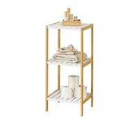 [en.casa] Estantería de bambú con 3 Niveles Balsfjord 33 x 34 x 80 cm Natural/Blanco Estante al Baño Estilo Moderna Boho