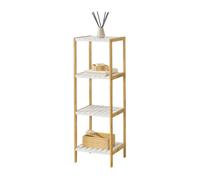 [en.casa] Estantería de bambú con 4 Niveles Balsfjord 33 x 34 x 110 cm Natural/Blanco Estante al Baño Estilo Moderna Boho