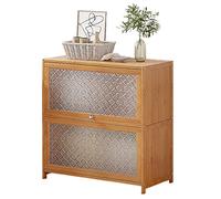 Estantería de bambú con Puertas acrílicas abatibles, Organizador de Almacenamiento de Estante de Libros Independiente de 1-5 Niveles para Sala de Estar, Oficina, Dormitorio (Madera 70 * 32 * 73 cm)