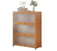 Estantería de bambú con Puertas acrílicas abatibles, Organizador de Almacenamiento de Estante de Libros Independiente de 1-5 Niveles para Sala de Estar, Oficina, Dormitorio (Madera 60 * 32 * 106 cm)