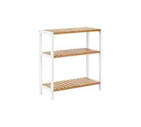 Estantería de Bambú de Pie Natural y Blanco