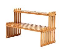 Estantería de Bambú - Soporte de mesa de 2 niveles, soporte de exhibición de madera | Organizadores de jardineras interiores compactos, soporte de almacenamiento de jardín ligero, unidad de estante