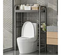 Estantería de Baño con 4 Ganchos Y Una Base Ajustable,Estante Metálico para La Parte Superior del Inodoro,Adecuado para Baños,Aseos Y Lavaderos(Gray,1tier)