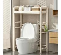 Estantería de Baño con 4 Ganchos Y Una Base Ajustable,Estante Metálico para La Parte Superior del Inodoro,Adecuado para Baños,Aseos Y Lavaderos(White,1tier)