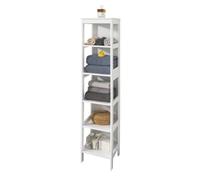SoBuy BZR14-W Estantería de Baño con 5 Estantes (LxPxH) 30 x 30 x 139 cm Blanco ES