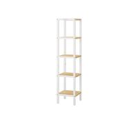 SONGMICS Estantería de Baño de 5 Niveles de bambú, Estantería Estrecha, Multifuncional, Estantería Esquinera, para Cocina, Sala de Estar, Dormitorio, Pasillo, Blanco Nube y Beige Natural BCB055N01